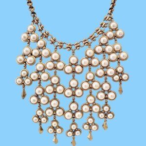 Stella & Dot Dahlia Pearl Bib Statement Necklace
